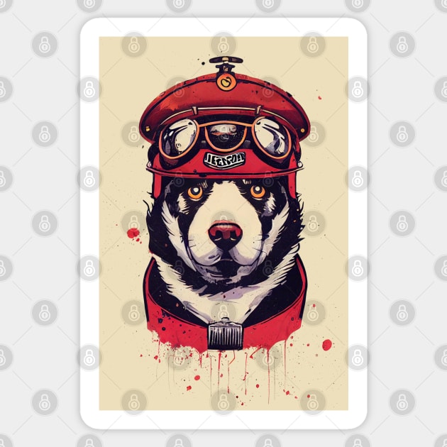 Red baron husky dog Sticker by etherElric